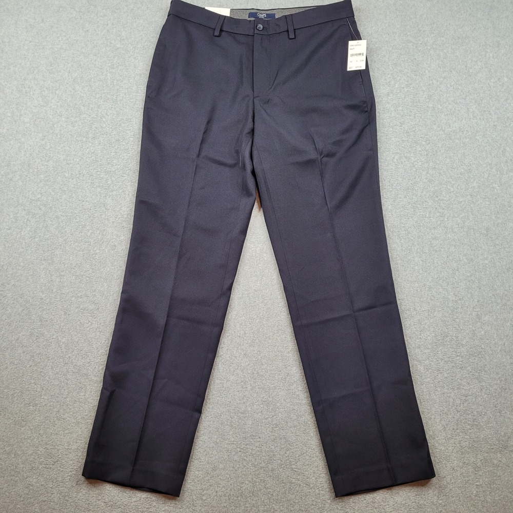 Chaps Performance Dress Pants Mens 32x30 Navy Blue Slim Fit Stretch Wrinkle Free